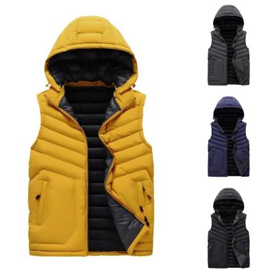 China Anti-wrinkle winter men's polyester sleeveless coat waterproof and windproof zipper stripper jacket utility vest for sale