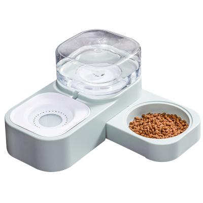 China Multifunctional Automatic Pet Bowls Double Plastic Dog Cat Pet Bowls Feeder Waterer Drinking Water Food Bowls for sale