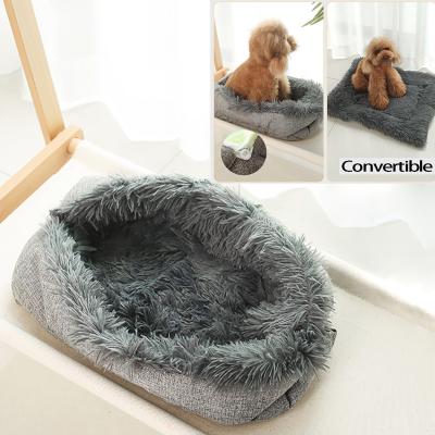 China Luxury Cat Sofa Dog Bed Pet Supplies Comfortable Plush Linen Beds Pet Mat Breathable Soft Washable Fiber Large Mat for sale