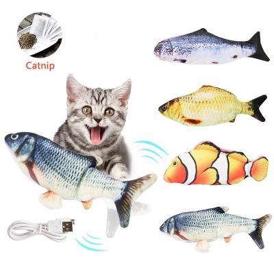 China Viable Electronic Pet Cat Toy Fish With Catnip USB Simulation Charging Fish Trained TOS For Dog Cat Chewing Playing Biting Cat Supplies for sale