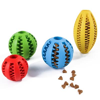 China Viable Interactive Dog Chew Toy Natural Rubber Balls Tooth Cleaning Toy Food Dispenser Ball TPR Dog Chew Toys for sale