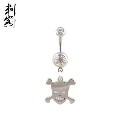 China Crystal Belly Button Rings Skull Design Punk Surgical Steel Navel Rings Body Piercing Jewelry for sale