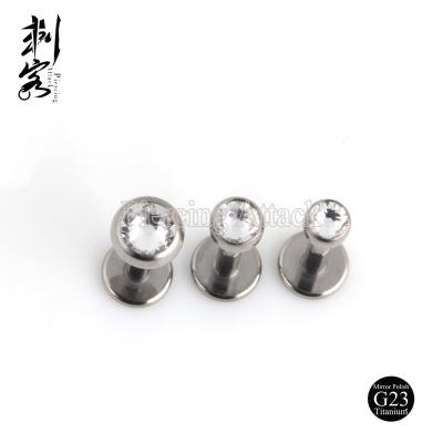 China Labret Implant Punk Grade Free Shipping Titanium Internally Threaded With Bezel Set Around Gem Top for sale