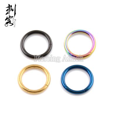 China Vintage 14 Gauge Titanium Anodized Hinged Segment Ring 1.6*10 Mm Body Jewelry for sale