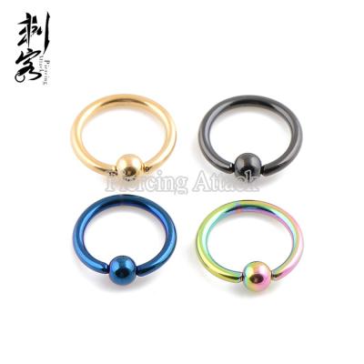 China Vintage 16 Gauge Titanium Anodized Captive Ring BCR Body Piercing Jewelry 1.2*10*3 mm for sale