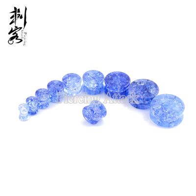 China Vintage Blue Shattered Quartz Organic Natural Stone Ear Plugs 6mm-14mm for sale