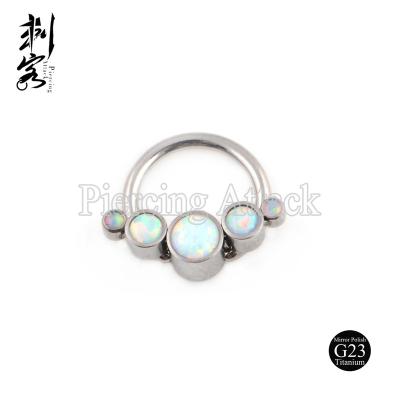 China CLASSIC Titanium G23 Ball Closure Ring With Opal-17 Group 5 Beads Body Jewelry for sale