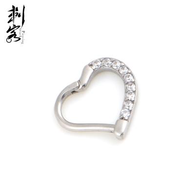 China New Design CLASSIC Stainless Steel Heart Shape Clickers With Gem for sale