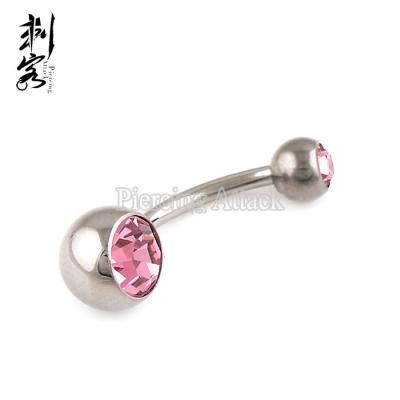 China Titanium Double G23 Gemmed Navel Belly Button Ring Titanium for sale