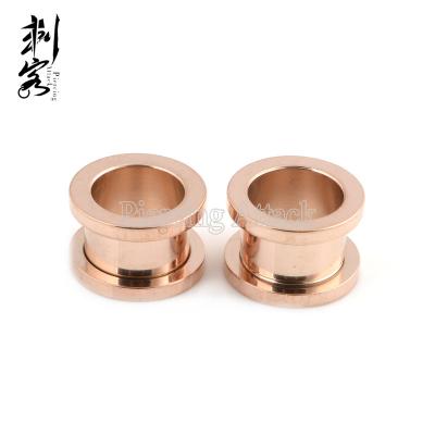 China FASHIONABLE Surgical Steel 316L PVD Rose Gold Screw Tunnel Plug Body Jewelry for sale