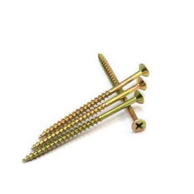 China China Wholesale Flat Furniture Wood Screws Self Tapping Chipboard Screw C1022 Yellow Galvanized Chipboard Screw for sale