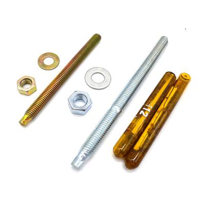 China M 16*190 And M 20*260 Steel Yellow Zinc Galvanized Chemical Anchor Bolt With Nut Washer for sale