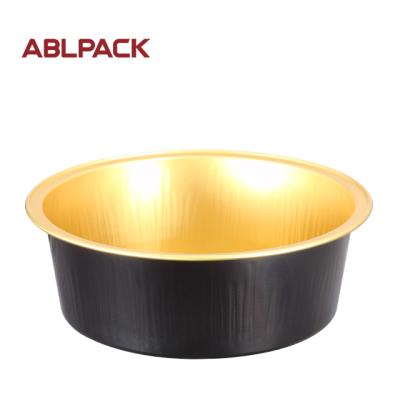 China 150ml Love Cake Eco Foil Baking Cup Replace Paper Cup Black Gold Aluminum Foil Round Tray for sale