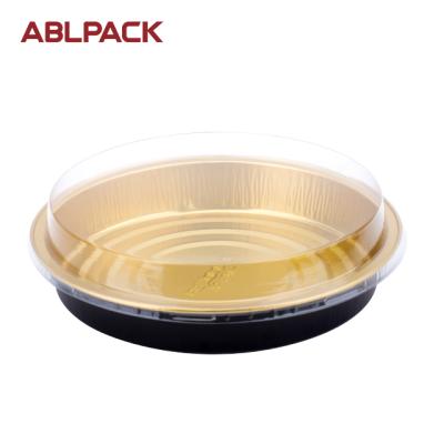 China AP430ml Black Aluminum Top Food Container Dessert Packaging Baking Pizza Foil Pan Tray Desserts Trays for sale