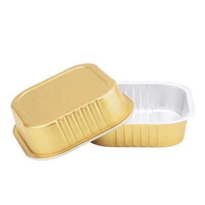 China Wholesale 220ML/7.4oz Pretty Use Square Alu Foil Eco-friendly Colorful Baking Container With Lids for sale