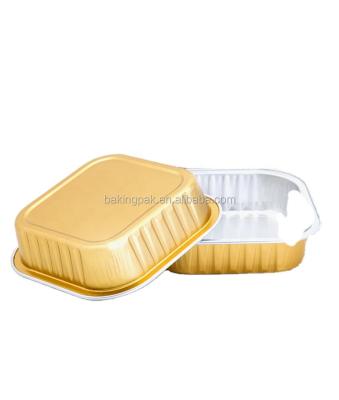 China 100ml 3.3oz Square Baking Disposable Colorful Coated Aluminum Foil Disposable Cake Baking Cup With Pet Lid for sale