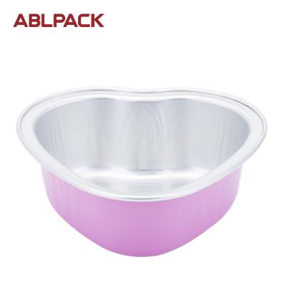 China 55ml ABL Food Pack High Quality Heart Shape Aluminum Foil Cup For Home Baking With Lid for sale