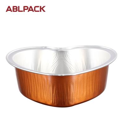 China 100ml/50ml Food ABL PACK High Quality Heart Shape Aluminum Foil Cup For Home Baking With Lid for sale