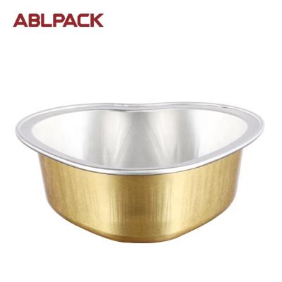 China Small Isposable Aluminum Baking Cups 55ml Heart Shaped Aluminum Foil Baked Cups Rice Cake Container d for sale