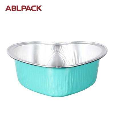 China Food Grade ABLPACK Manufacturer 100ML Heart Shape Colored Aluminum Foil Coated Containers for sale