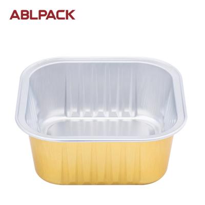 China Disposable Aluminum Foil 150ML Square Container Microwavable With Sealable Lid Bakery Food Grade for sale