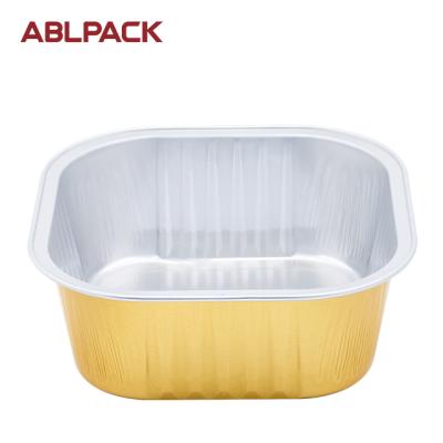 China Disposable Aluminum Foil 300ML Square Container Microwavable With Sealable Lid Bakery Food Grade for sale