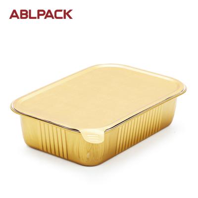 China 750ml Disposable Sealable Food Lid Rectangle Round Aluminum Foil Food Containers Trays With Lids Food Grade for sale