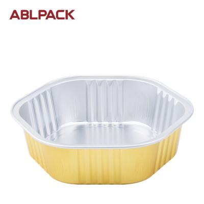 China 330ml ABL Polygon Gold Aluminum Foil Microwavable Container For Food Packaging OEM for sale