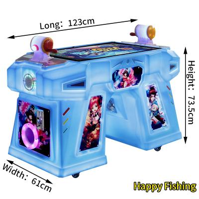 China Blauwe munt bediende speelautomaat Two Person Arcade Fishing Joystick Game Console Te koop