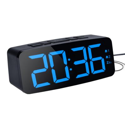 China Portable Blue Digital Alarm Clock Radio With Night Light for sale