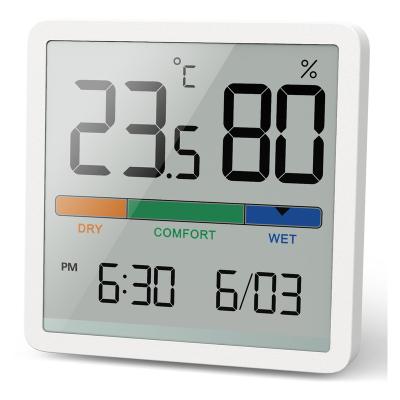 China High Quality Baby Room Thermometer Hygrometer with Clock Alarm Room Thermometer for sale