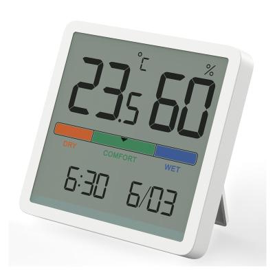 China Cute Baby Room Decoration Small Digital Alarm Clock Home Travel Clock with Temperature and Humidity for sale