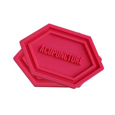 China Sustainable custom embossed custom logo 3d silicone patches rubber labels pvc shrink label for clothing for sale