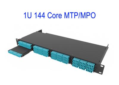 China 1U 144 Core Fiber Optical MTP MPO Patch Cord OM4 12 Core Boxes Magenta Low Loss 0.3dB for sale