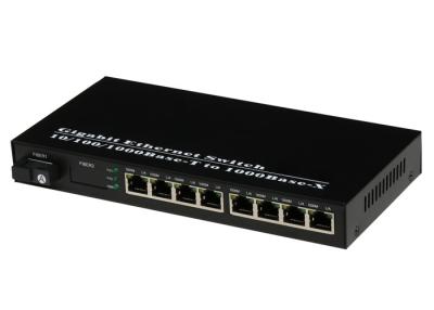 China 1 Fiber Port 8 RJ45 Fiber Optic Media Converter Online SFP Module 1000Mbps 1.25G for sale