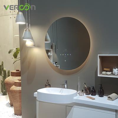 China Bright Vercon Led Bathroom Mirror Smart Round With Backlight And Display for sale