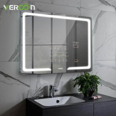 China New design espelho illuminated wall mounted dimmable lightweight touch screen smart mirror for shower room for sale