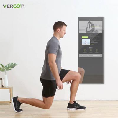 China Large Size Fitness Wall Mounted Digital Mirror Luminous Gym Mirror Smart Mirror for sale