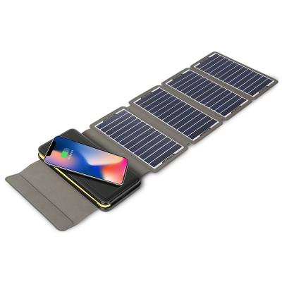 China Portable 10000mah wireless solar power bank of Sunpower PET+EVA+Cell+TPT+waterproof solar power bank,foldable solar panel charger for sale