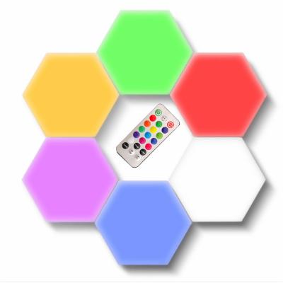 China Led Night Light Kids Manufacturer Stylish Creative Hexagon Mass Indoor Wall Lamp RGB LED Touch Decorative DIY Modular Night Bedroom Lights for sale