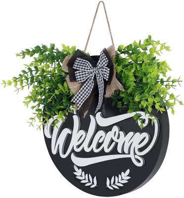 China Europe Door Welcome Sign Front Porch Decor Thick Wood Hanging Door Hanger Outdoor Home Farmhouse Decor Front Door Sign Housewarming for sale