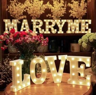 China Customized Style Battery Operated 26 LED Alphabet Marry Me White Event Decor 16cm/22cm Size LOVE Wedding Valentines Light Up Letters for sale