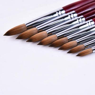 China 100%Pure Kolinsky Sand Wood Brush Kolinsky Nail Brush Acrylic Nail Art Brush Size #8-#22 for sale