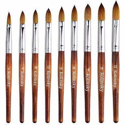 China NAIL 100%Pure Kolinsky Brush Sand Wood Brush Kolinsky Handle 1pcs Acrylic Nail Art Brush for sale