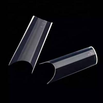 China High Quality French U Shape Full Cover Nail Tips Curved Ultra-thin Nail Tips For Nail Extension for sale