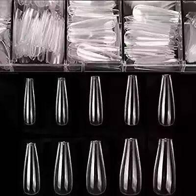 China Wholesale Price ABS Materials French Transparent Coffin False Nail Tips For Nail Salon Beauty for sale