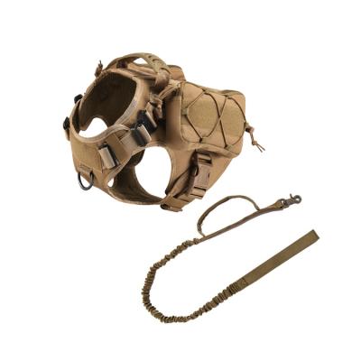 China Outdoor Sports Sustainable Tactical Military Nylon Dog Tactical Vest With Handle Working Dog Vest With Dog Leash for sale