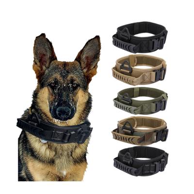 China Viable Tactical Dog Collar With Quick Release Double Buckle Webbing Dog Collars Nylon Service Dog Collar for sale