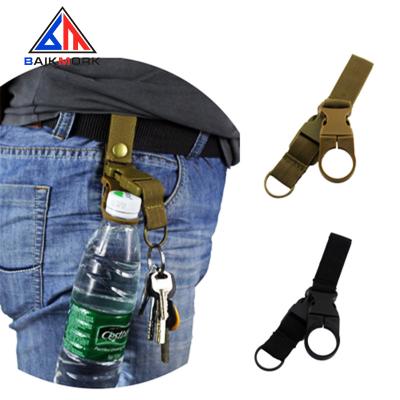 China New Design Souvenir Gift Water Bottle Holder Clip Nylon Webbing Hook EDC Backpack Hanger for sale