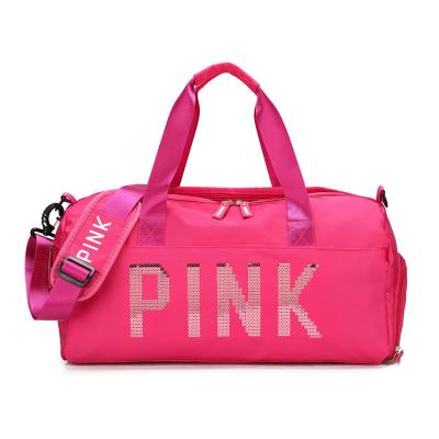 China Wholesale Custom Large Capacity High Quality Logo Travel Pink Waterproof Duffel Bag Fashion Sport Gym Duffel Bag Women With Shoe Compartment for sale